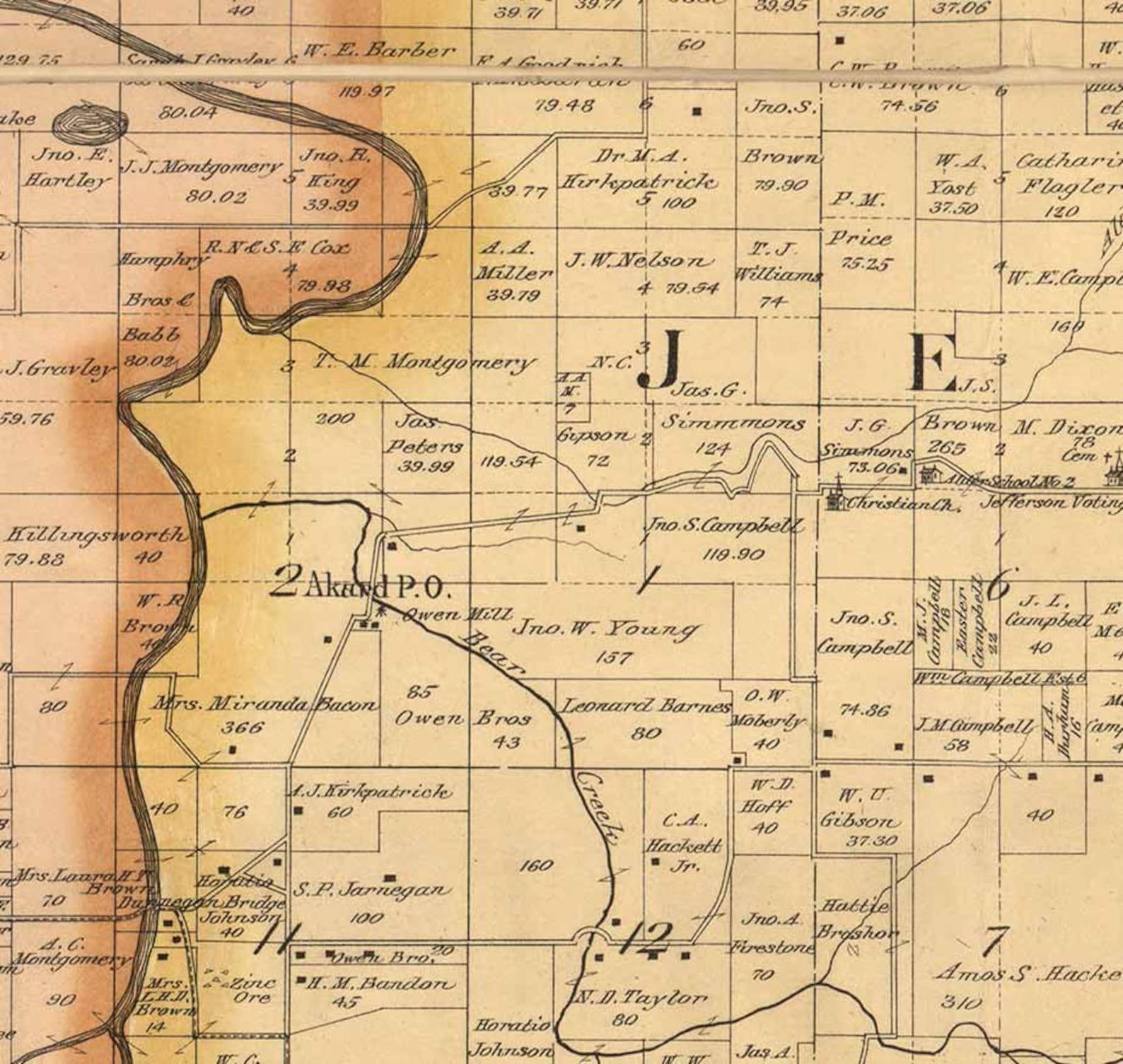 Cedar County Missouri 1897 Old Wall Map With Landowner & Etsy