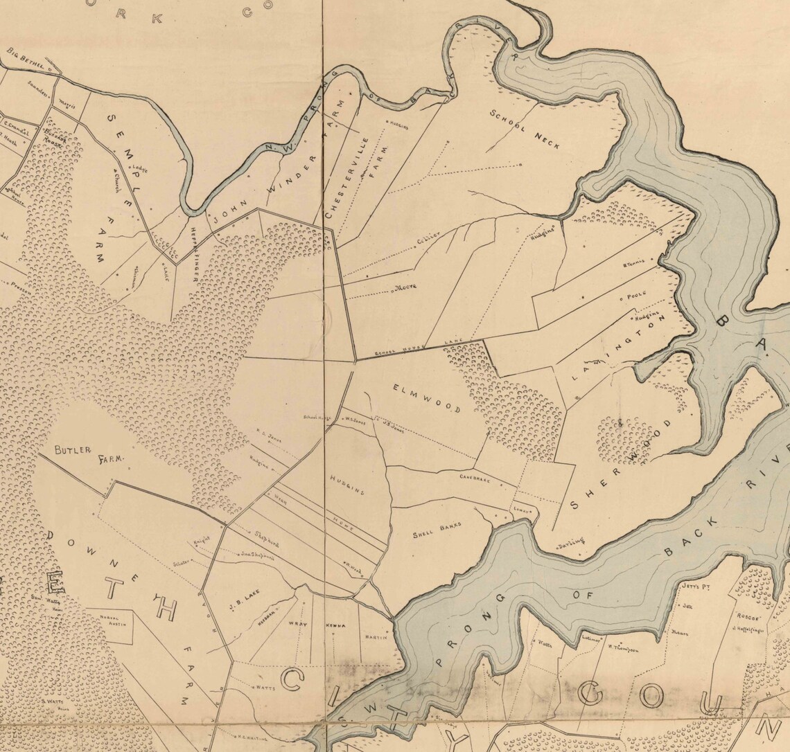 Elizabeth City County Virginia 1892 Old Wall Map With Etsy