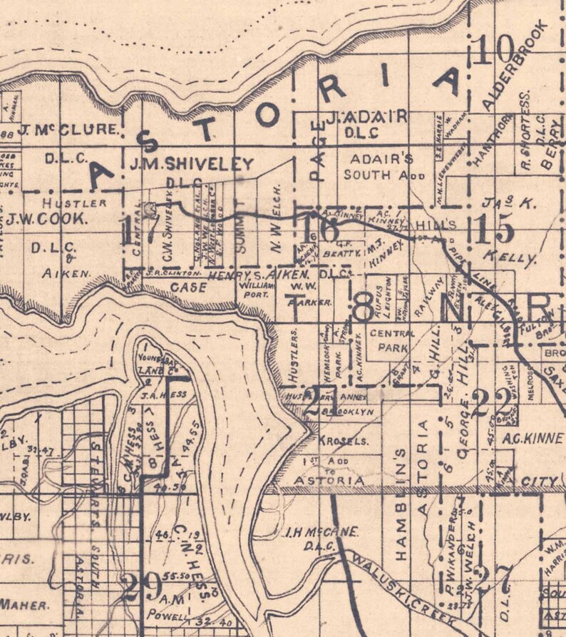 Clatsop County Oregon 1895 Old Wall Map Reprint Etsy
