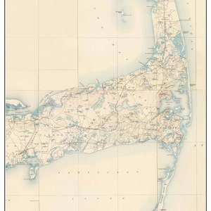 Cape Cod Regions LOWER CAPE 1890 Old Topographic Map Massachusetts USGS Composite Custom Reprint - Yarmouth Chatham Orleans Harwich Brewster