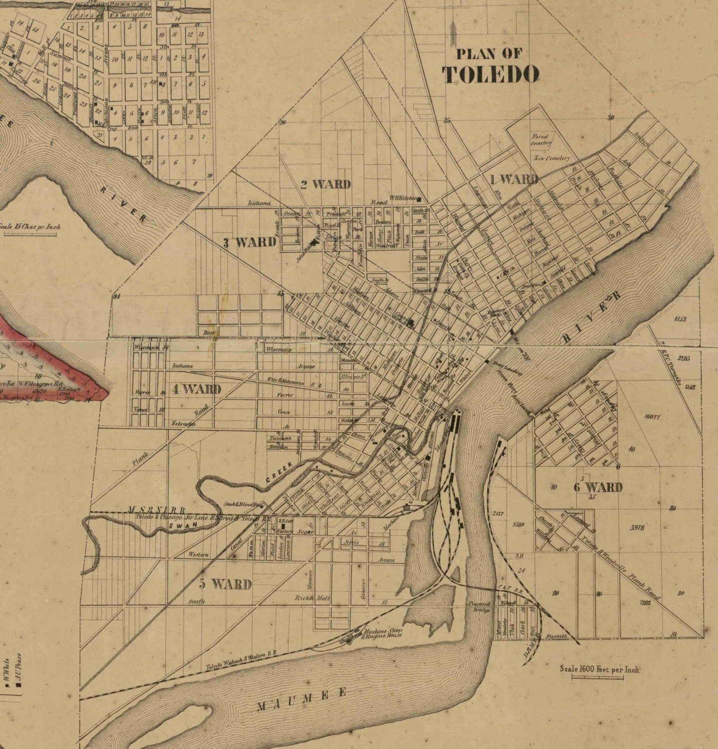 Lucas County Ohio 1861 Old Wall Map Reprint with Homeowner Etsy