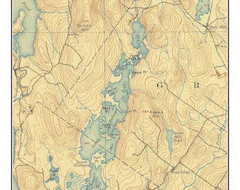 Little Sebago Lake - ca 1898 Old Topographic Map USGS  Custom Composite Reprint - Maine 1
