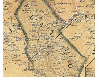 Plaistow 1857 Old Town Map with Homeowner Names New Hampshire  - Reprint Rockingham Co. NH TM