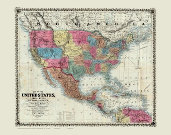 The United States of America 1851 Map - USA Reprint Atwood - USA Maps