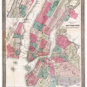 New York City - Brooklyn - 1870 Map by Colton - Reprint NYC