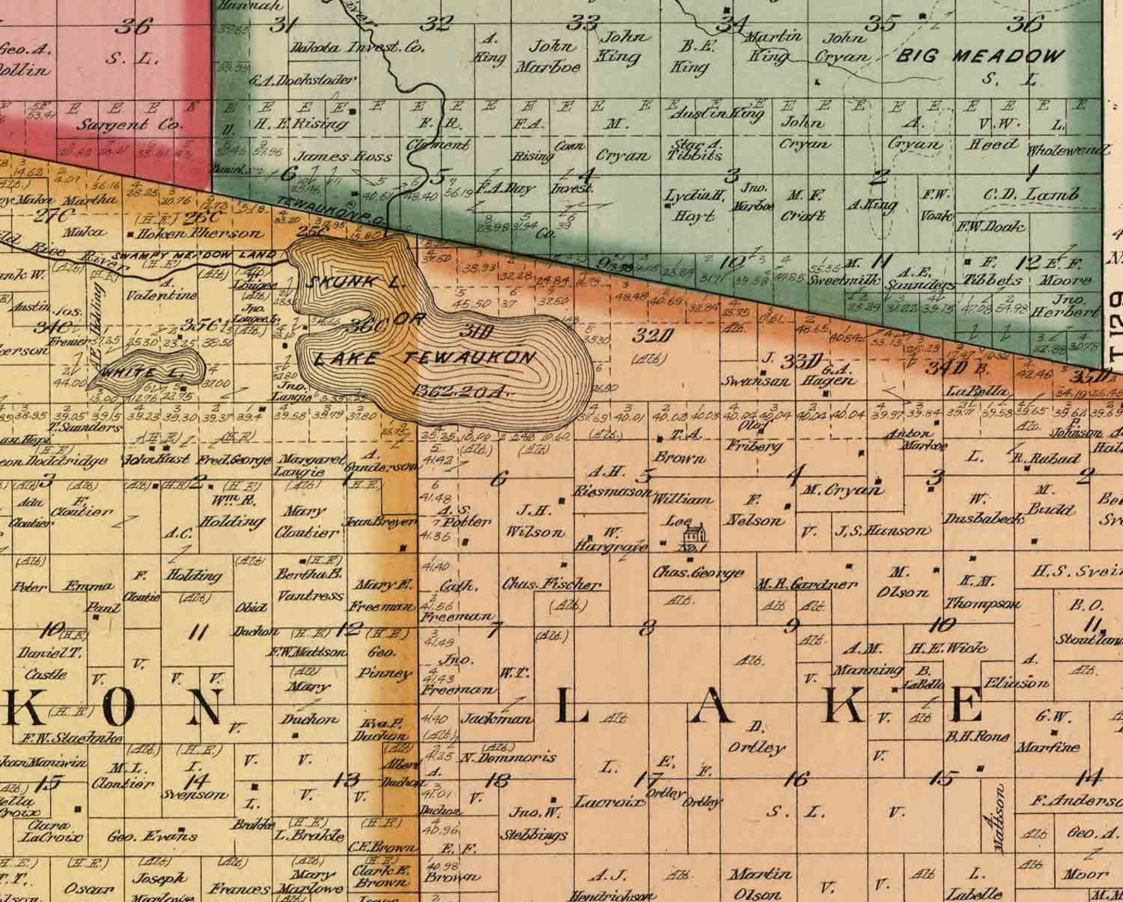 Sargent County North Dakota 1899 Old Wall Map With Landowner Etsy