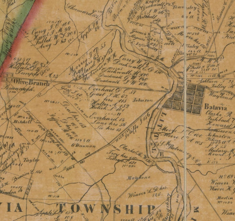 Clermont County Ohio 1857 Old Wall Map Reprint With Etsy