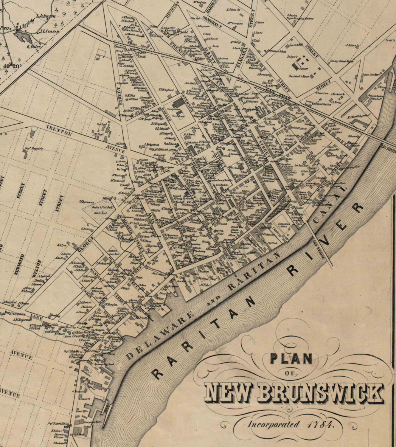 Middlesex County New Jersey 1850 Old Wall Map Reprint With Etsy