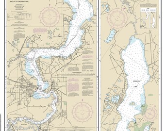 St Johns River - Racy Point to Crescent Lake - 2014 Map Old Nautical Chart - Florida Harbors East 11487