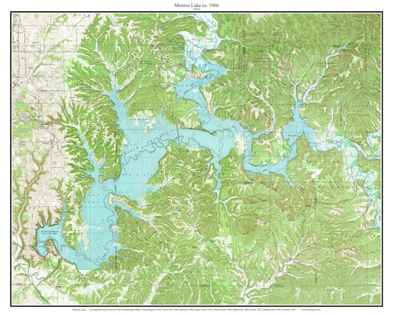 Monroe Lake Ca 1966 Old Topographic Map USGS Hoosier National Forest