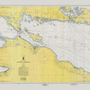 Straits of Mackinac - 1960 - Presque Isle to Charlevoix - Lake Huron & Lake Michigan Nautical Map Reprint - Great Lakes Harbors #6 - 006