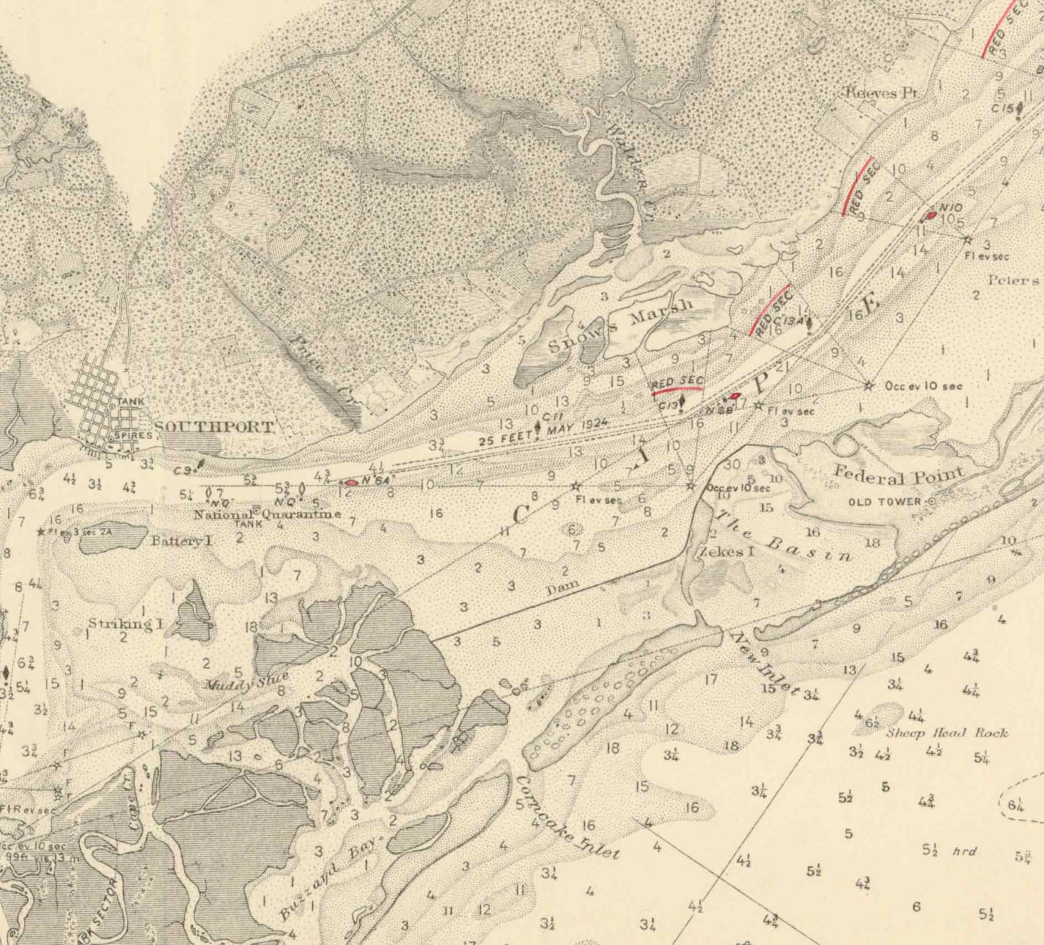 Old Topsail Inlet to Shallotte Inlet including Cape Fear 1924 Etsy