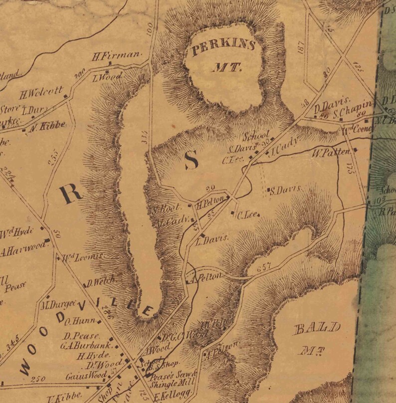 Tolland County Connecticut 1857 Old Wall Map Reprint With Etsy