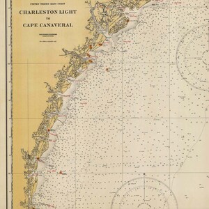 Charleston Light  to Cape Canaveral - 1927 Nautical Map South Carolina  Reprint General Chart 1111