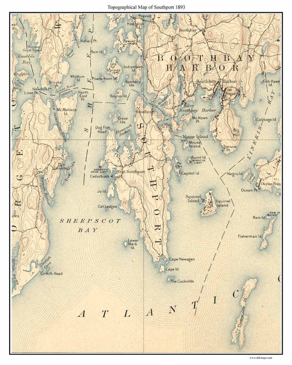 Southport Island Maine Map Southport 1893 Old Topographic Map Usgs Custom Reprint Maine | Etsy Canada