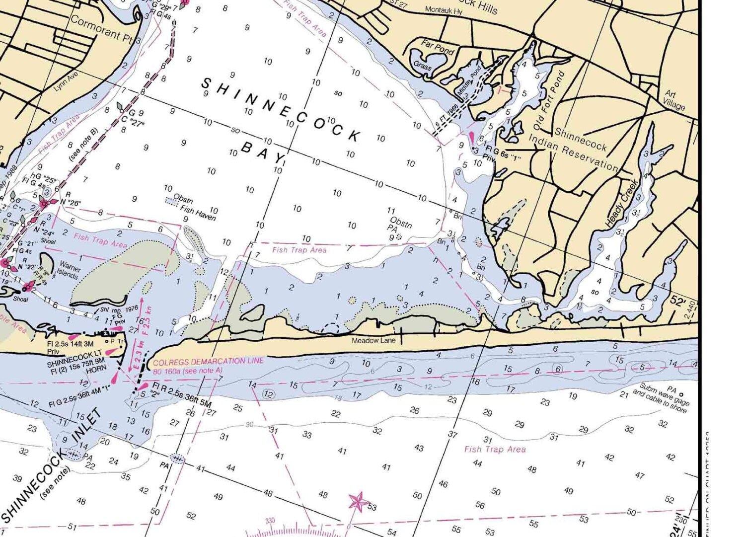 Moriches Bay Shinnecock Bay Westhampton 2003 Nautical Chart Etsy