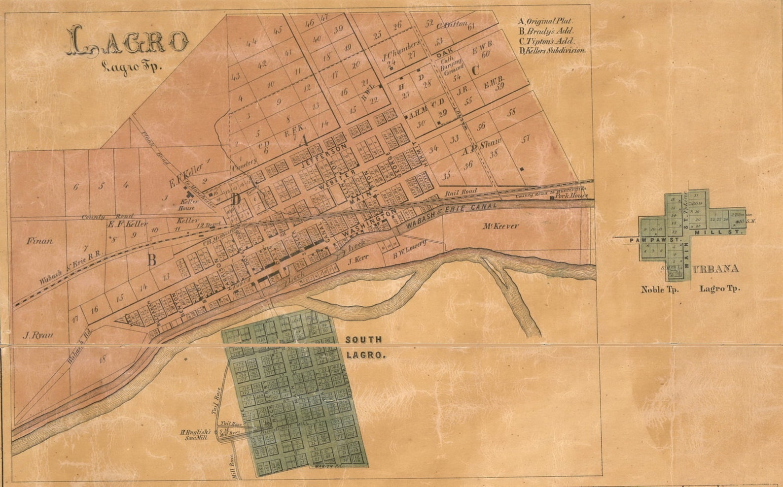 Lagro Village 1861 Old Town Map With Homeowner Names Indiana Etsy