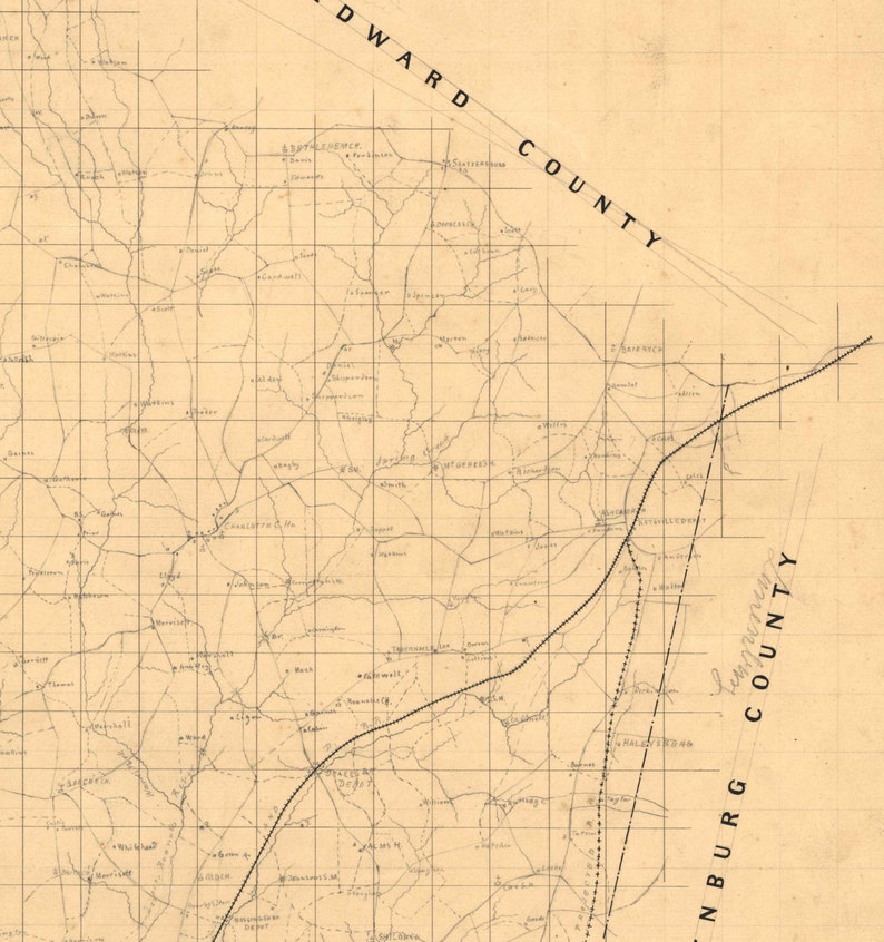 Charlotte County Virginia 1860x Old Wall Map With Homeowner Etsy