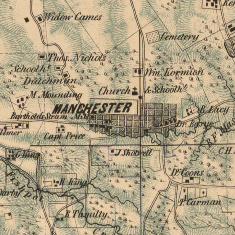 St Louis County Missouri 1857 Old Wall Map with Landowner Etsy