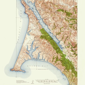 Point Reyes 1916 Old Topo Map - 1957 Edition - An edited reprint of the original quad - 15x15 USGS Topographic California
