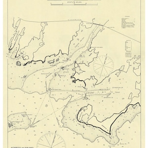 Coscob Harbor & Greenwich Cove 1908 - Harbor Chart Nautical - Connecticut - Eldridge 9 - Reprint