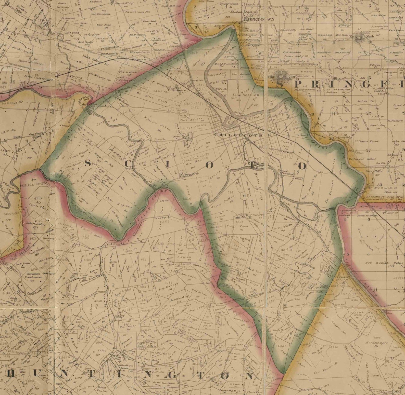 Ross County Ohio 1860 Old Wall Map Reprint With Homeowner Etsy