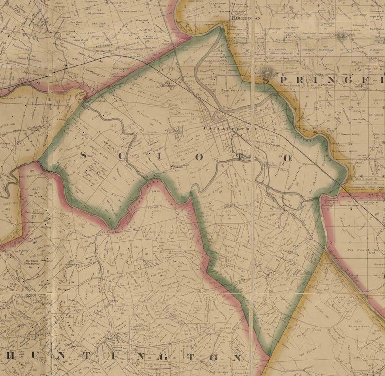 Ross County Ohio 1860 Old Wall Map Reprint With Homeowner Etsy