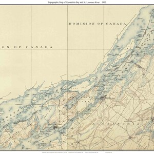 Alexandria Bay and St Lawrence River, New York - 1903 USGS Old Topo Map Custom Composite Reprint - NY Great Lakes Shoreline