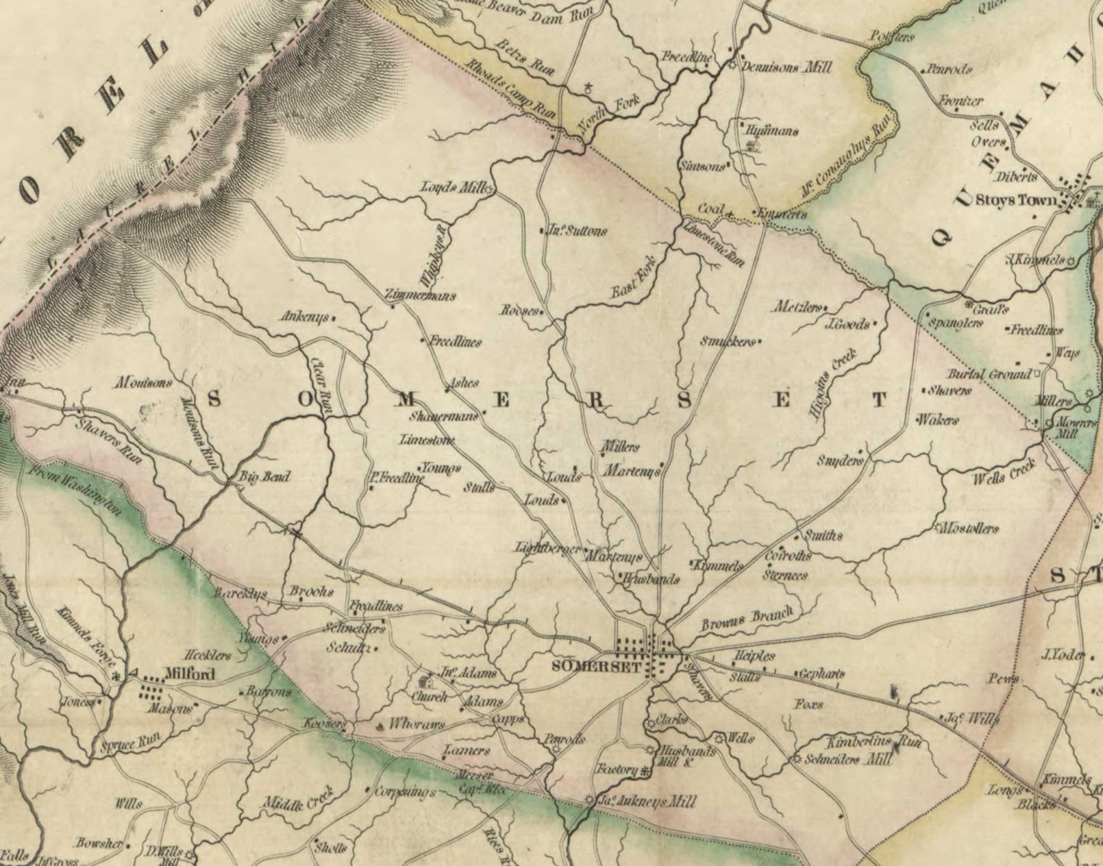 Somerset County Pennsylvania 1830 Old Wall Map with Etsy