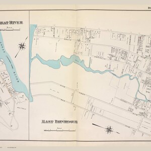 East Patchogue - Great River - Brookhaven - 1915 - Long Island New York - Suffolk Co Atlas South V1 Old Town Map Reprint Beers NY