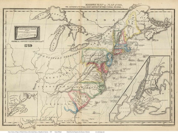 Eighth Map of the United States of America 1789 - Etsy