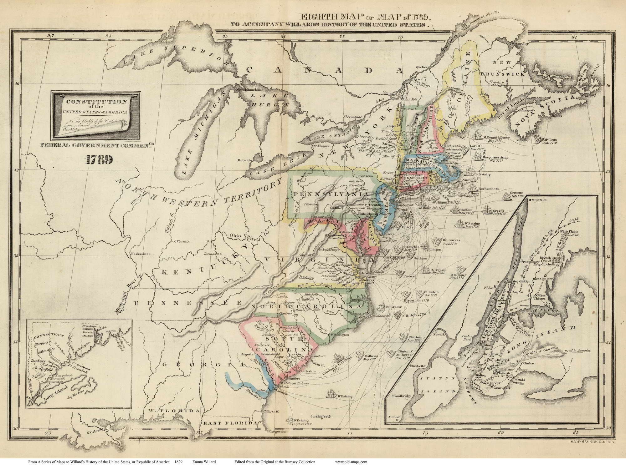 Eighth Map of the United States of America 1789 Etsy