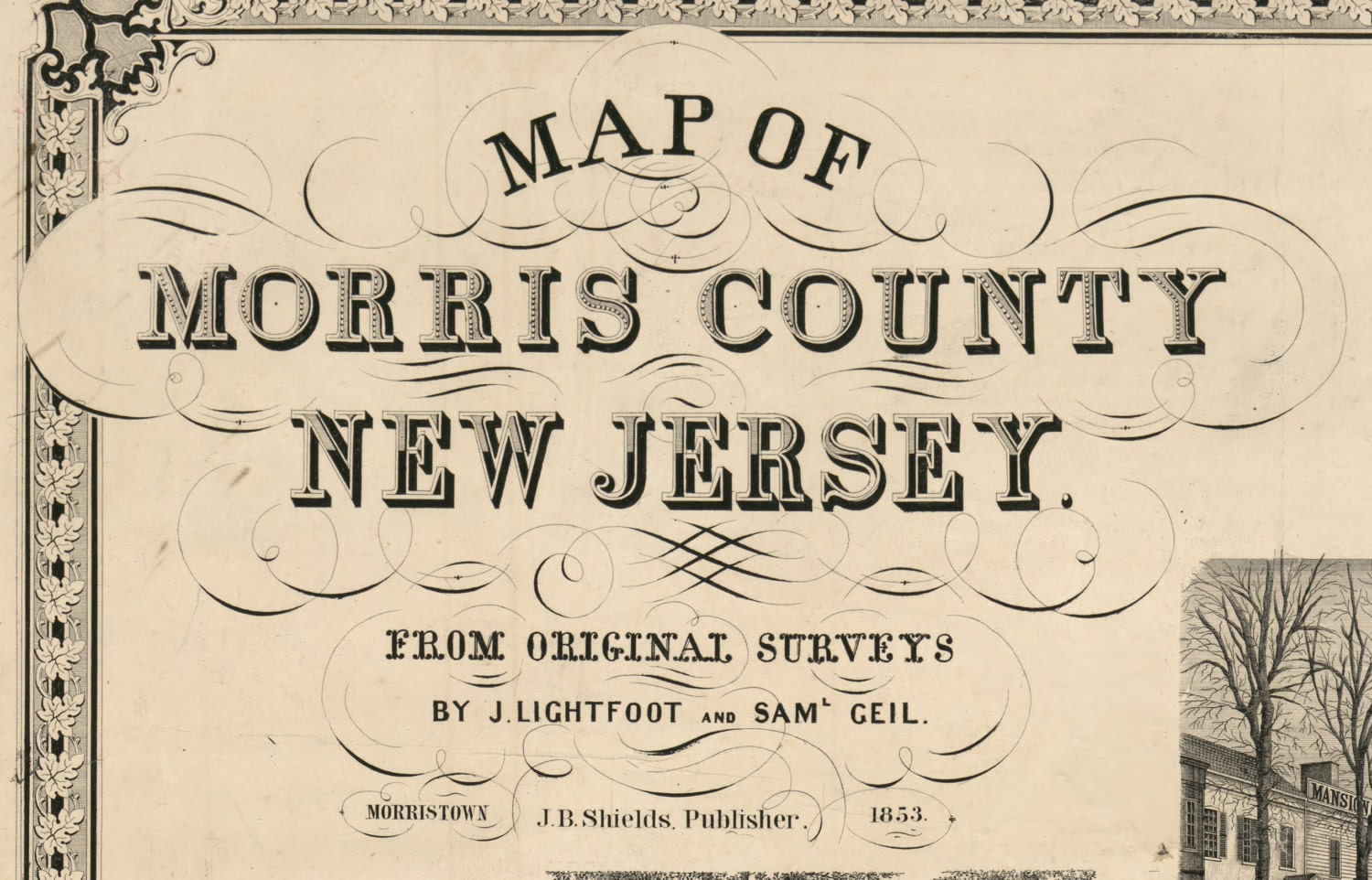 Morris County New Jersey 1853 Wall Map Reprint with Etsy