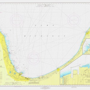 Waukegan, IL to South Haven, MI - 1972 - Lake Michigan - Michigan & Illinois - Nautical Map Reprint 120,000 scale - Great Lakes #7 - 75