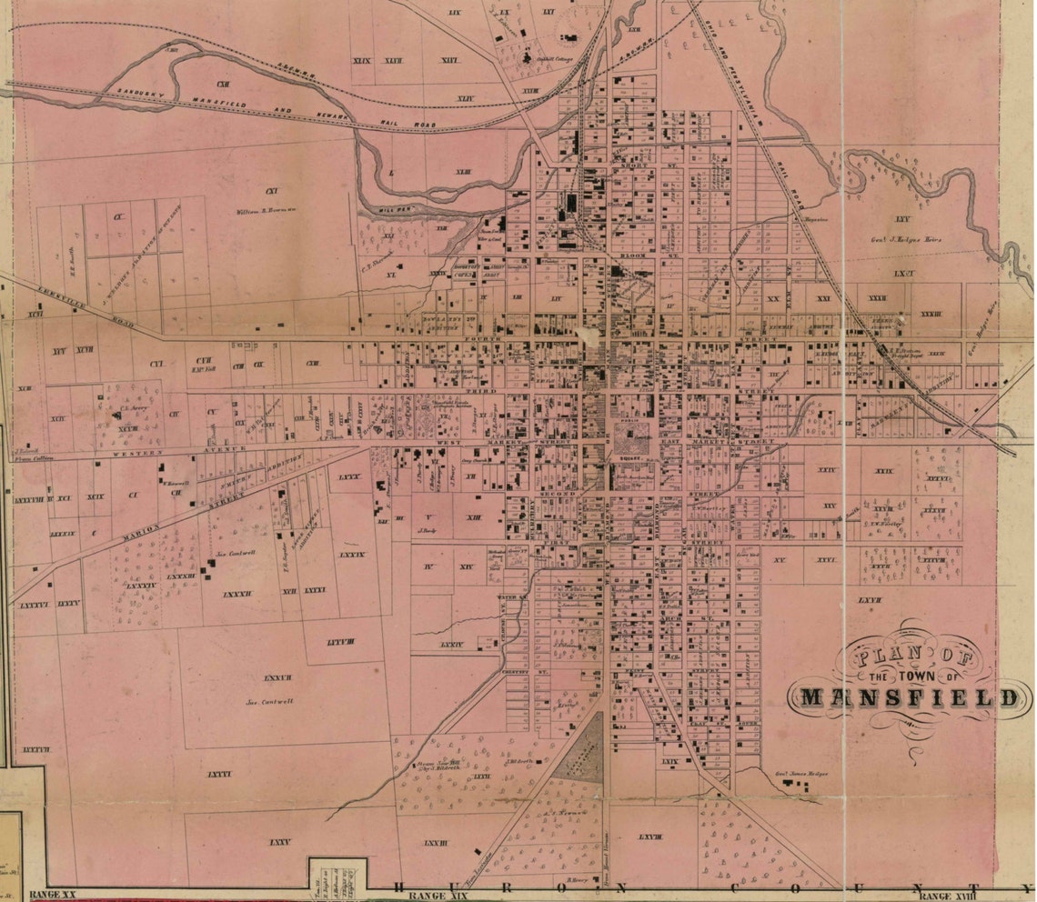 Richland County Ohio 1856 Old Wall Map Reprint with Etsy