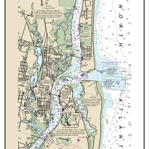 May include: A nautical chart of St. Augustine Inlet, Florida, showing the waterways and surrounding land. The chart is dated 2014 and includes depth markings, buoys, and other navigational information.