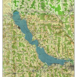 Chautauqua Lake - 1943 USGS Old Topographic Map   Custom Composite reprint Lake Erie New York