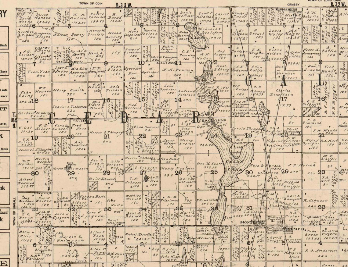 Martin County Minnesota 1901 Old Wall Map Reprint With Etsy