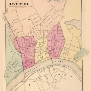 Haverhill 1871 Map - Massachusetts - Walling and Gray - Old Map Reprint State Atlas