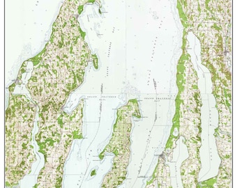 Grand Traverse Bay Michigan 1957 USGS Old Topo Map   Custom Composite   Reprint