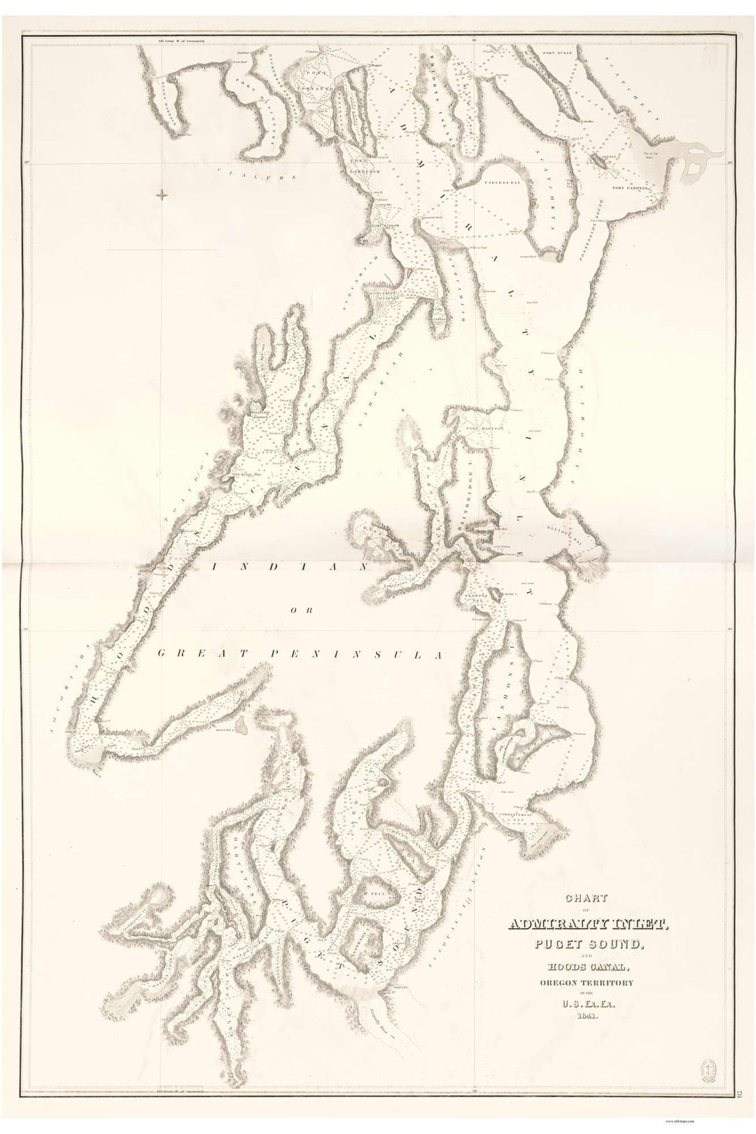 Admiralty Inlet Puget Sound 1841 Nautical Map - Washington - Old Map ...