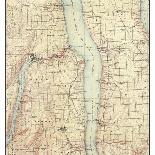 Topographical Map of Seneca Lake Ny Etsy