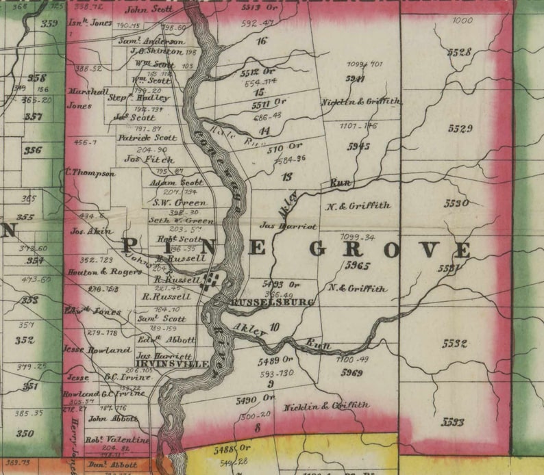 Warren County Pennsylvania 1865 Wall Map With Land Owner Etsy