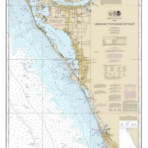 Sarasota Bay & Venice Island 2014 - Siesta Key - Lido Key - Bradenton - Nautical Map Florida - Custom Print - 1:80000 11424 - Reprint
