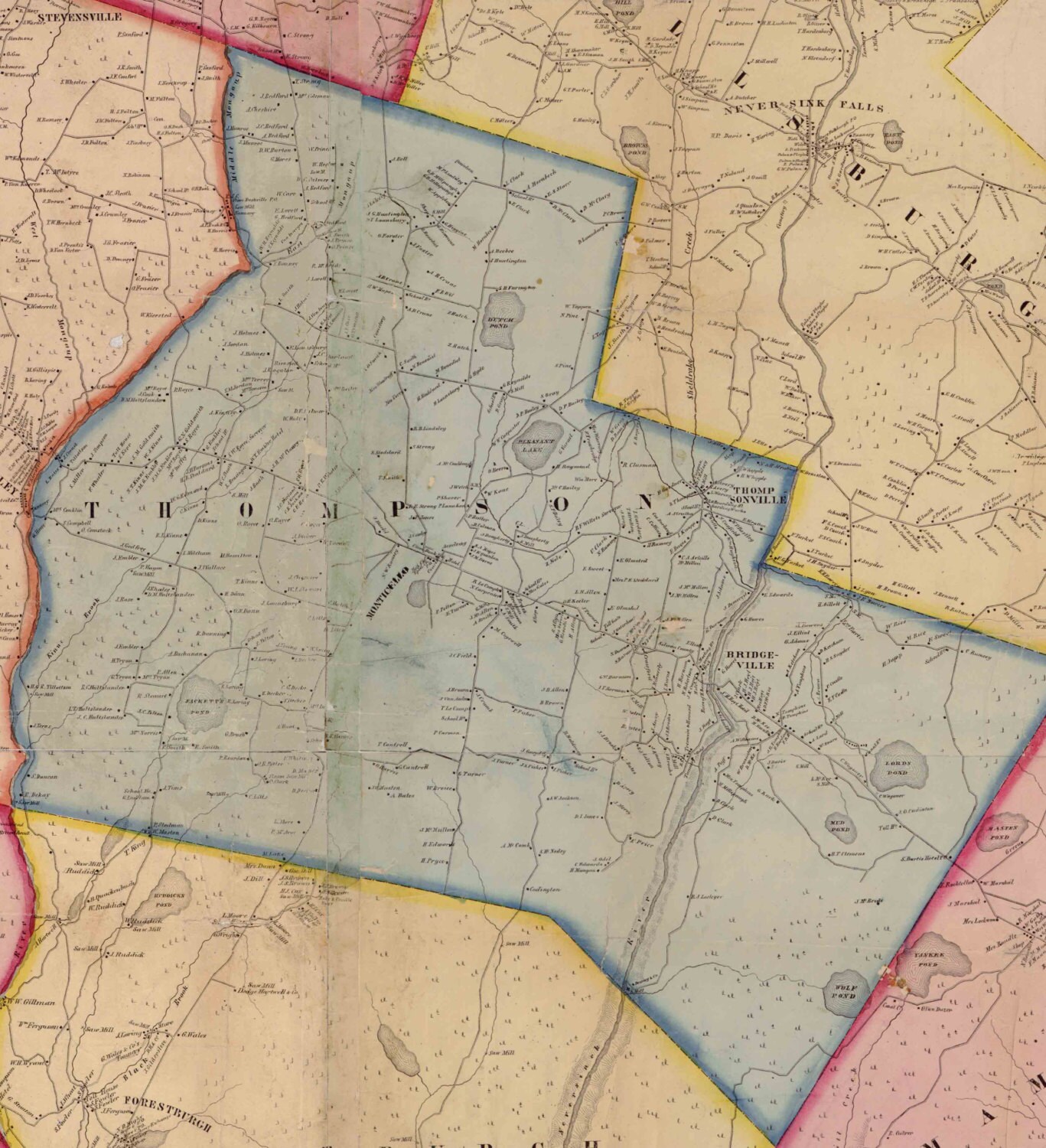 Sullivan County New York 1856 Old Wall Map Reprint With - Etsy