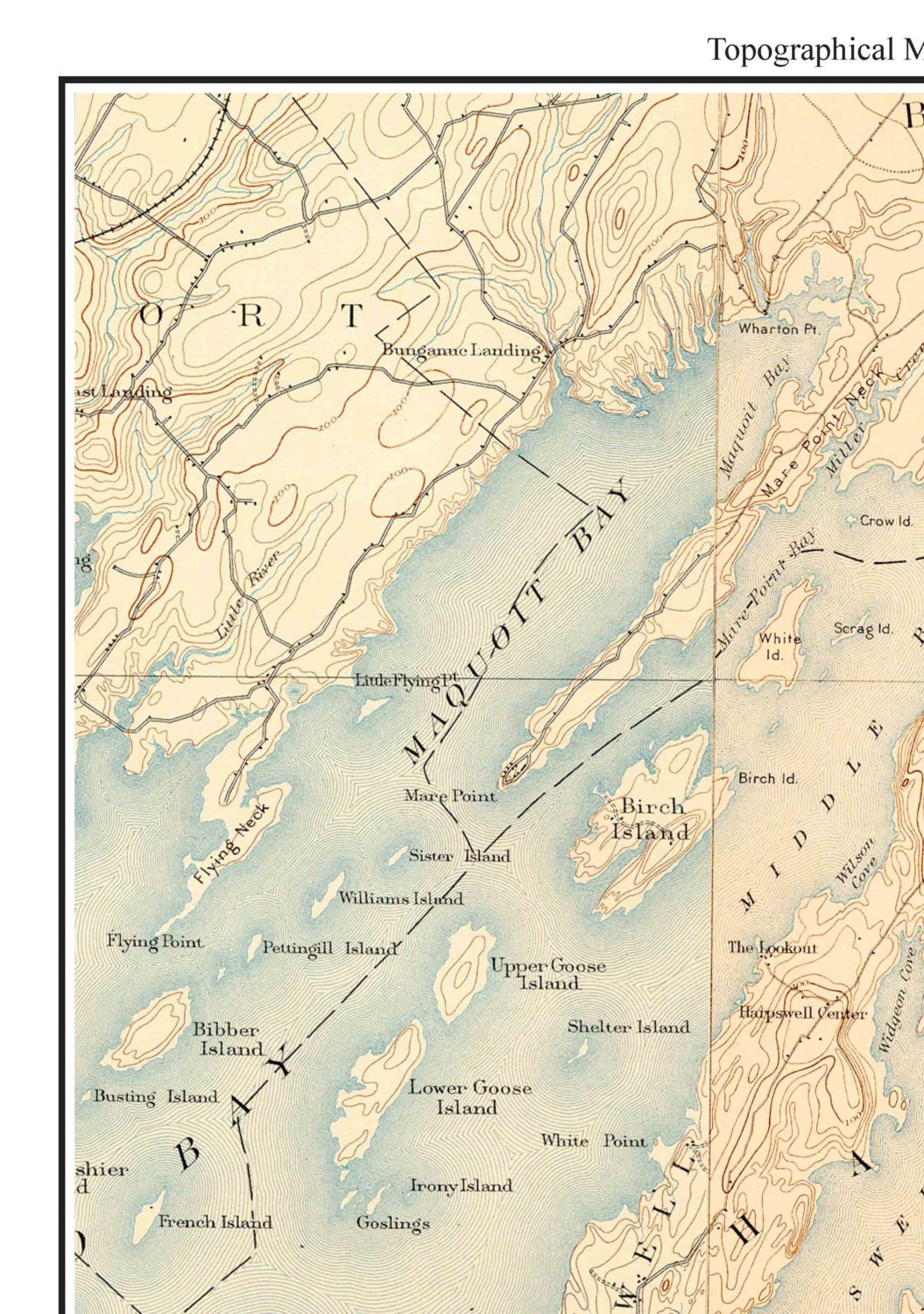 Harpswell 1894 Old Topographic Map USGS Custom Composite Etsy