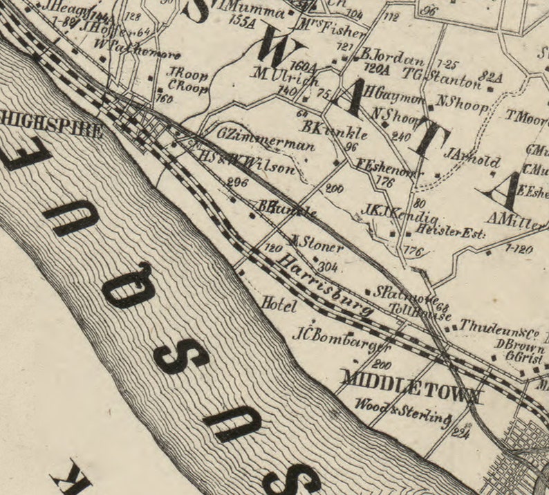 Dauphin County Pennsylvania 1858 Old Wall Map With Homeowner Etsy