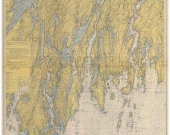 Damariscotta, Kennebec and Sheepscot Rivers Maine 1947 Nautical Map Harbors 2 314 -13293 Reprint