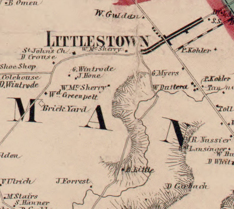 Adams County Pennsylvania 1858 Old Wall Map with Homeowner Etsy