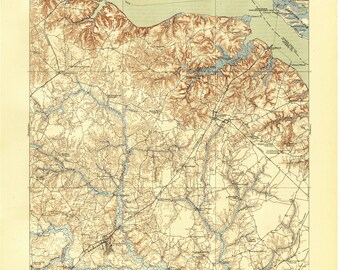 Surry 1919 (1945) Old Topo Map -  quad  reprint  - 15x15 USGS Topographic Virginia James River